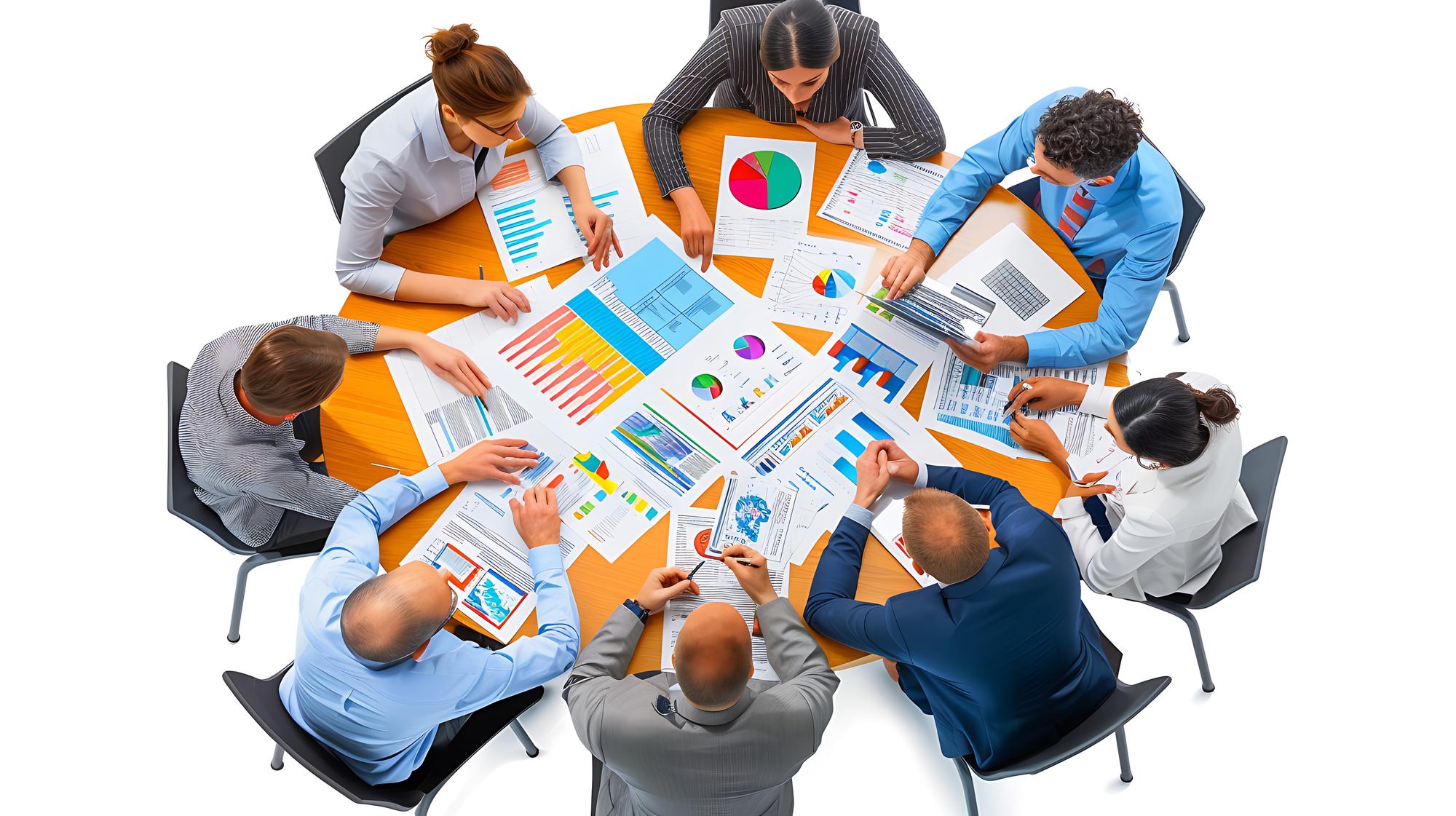 Workshop group working with budget sheets